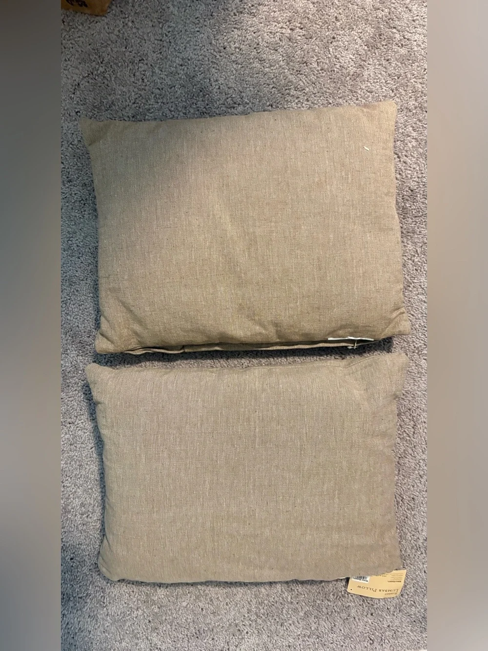 Set of 2 Cost Plus World Market 14x18 Ribbed Lumbar Pillows in Beige-Brown